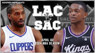 LA Clippers vs Sacramento Kings Full Game Highlights  Apr 2  2024 NBA Season [upl. by Juditha]