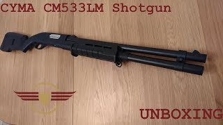 UNBOXING CYMA CM355LM Shotgun pump action spring shotgun unboxing [upl. by Kotta369]