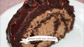 gâteau roulé tout chocolat biscuit chocolat noisetteschantilly chocolat noir قاطو رولي بالشكلاطة [upl. by Nylareg250]