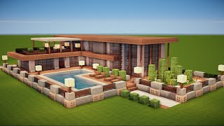 MODERNES HAUS mit POOL in MINECRAFT bauen TUTORIAL HAUS 289 [upl. by Spector]