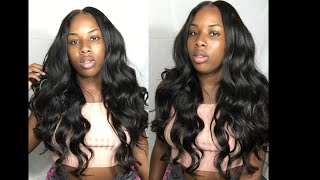 BEACH WAVES WAND CURLS ON WEAVE HAIR TUTORIAL [upl. by Arakawa]