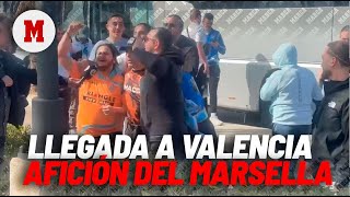 La afición del Marsella desembarca en Valencia alta presencia policial y muchos sin entrada [upl. by Giordano259]