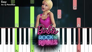 Easy What if I shine  Barbie in the Rockn Royals  Piano Tutorial with Key Name [upl. by Aneer482]