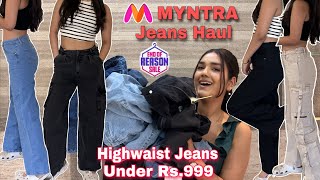 ✨ MYNTRA Highwaist Jeans Haul Under Rs999😱  Up to 90 OFF  Myntra EORS ✨👖 [upl. by Corotto349]