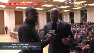 LIVE ZIANA TV Alain Mabanckou au Collège de France pour sa leçon inaugurale ce 17 mars 2016 [upl. by Aihcrop394]