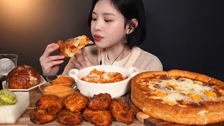 SUB광고굽네치킨 고추바사삭 순살에 시카고피자 볼케이노치즈치밥 먹방 🍗🍕ft바게트볼 chicken pizza mukbang ASMR [upl. by Oates665]