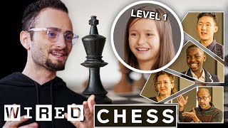 Chess Pro Explains Chess in 5 Levels of Difficulty ft GothamChess  WIRED [upl. by Grantland250]