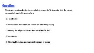 Which are examples of using the sociological perspective [upl. by Nnaitak]