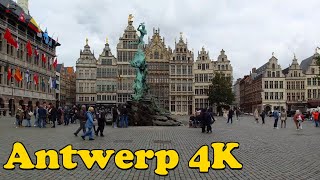 Antwerp Belgium Walking tour 4K The beautiful city of Flanders [upl. by Marylinda]