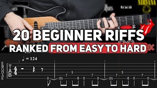 20 Guitar Riffs For Beginners Ranked From Easy to Hard [upl. by Asirrac]