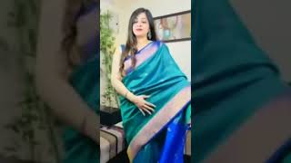 Rama green silk saree rama green shorts trending fashion amazon [upl. by Schwinn]