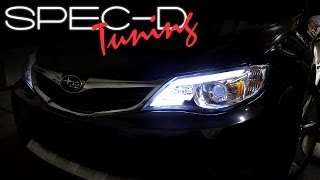 SPECDTUNING INSTALLATION VIDEO 2008 2014 SUBARU IMPREZA PROJECTOR HEADLIGHTS [upl. by Novi]