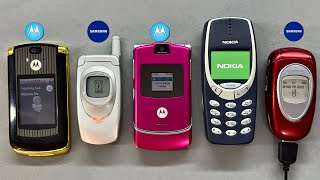 Ringing Incoming Call Samsung A800 X460  Motorola Razr V3 V8  Nokia 3310 [upl. by Halley]