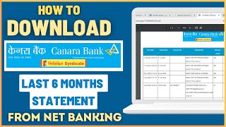 How To Download Canara Bank Last 6 Months Statement PDF Online from Net Banking [upl. by Evol]