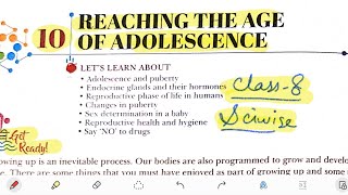 REACHING THE AGE OF ADOLESCENCE CHAPTER 10 CLASS 8 BOOK EXERCISE RISE SCIWISE [upl. by Sharity]