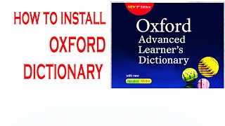 How to install Oxford Learning Advanced Dictionary New2020 [upl. by Filler856]