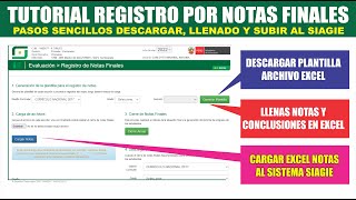 Siagie  Ingreso de NOTAS FINALES 2022  Descargar Plantilla llenado de notasconclusiones cargar [upl. by Ynohtnaleahcim]