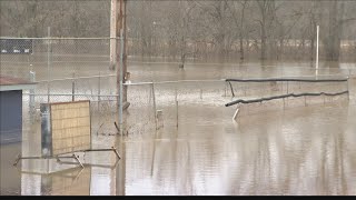 Baseball fields roads flooded near Burdette Park in Vanderburgh Co [upl. by Rashidi666]