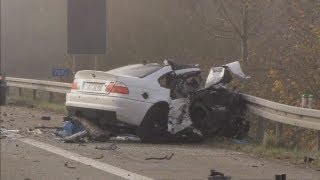 The horrifying aftermath of a crash that kills 6 after car drives wrong way on German motorway [upl. by Reeher]