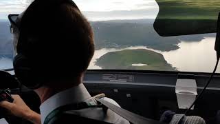 Wideroe Dash 8 cockpit view landing at Honningsvåg [upl. by Sucirdor]