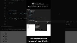 Difference between querySelector and querySelectorAll in javascript coding javascript programming [upl. by Aihsia]