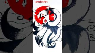 Drawing nine tailed foxart drawing foxkitsunemoonred gumiho japanfolklore shorts [upl. by Gunthar]