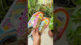 DIY Navratri Shoes😱 crafteraditi navratri diyshoes handmade meeshomegablockbustersale shorts [upl. by Okime293]