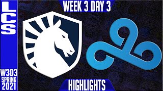 TL vs C9 Highlights  LCS Spring 2021 W3D3  Team Liquid vs Cloud9 [upl. by Arerrac]