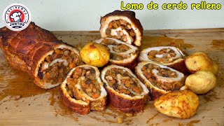 Lomo de cerdo relleno con carne pollo y puerco Receta para navidad [upl. by Cnahc]