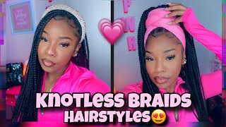 10 WAYS TO STYLE KNOTLESS BRAIDSBox braids 💗  Tymarrahgi ✨ [upl. by Dnalhsa797]