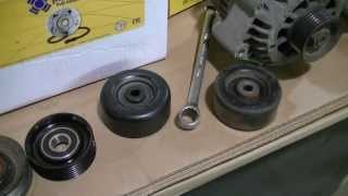 02 Duramax Idler Pulleys Oil Change and New Alternator [upl. by Aehsat]