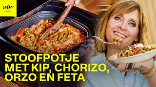 Makkelijk stoofpotje met kip chorizo orzo en feta  Sofie Dumont [upl. by Neal]