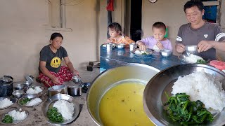 fiddlehead fern curry and rice in our village farm house  wild vegetable fiddlehead fern [upl. by Lalib]