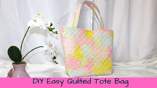 DIY Easy Quilted Tote BagDIY Tote BagSimple Quilted Everyday Bag [upl. by Yleak]