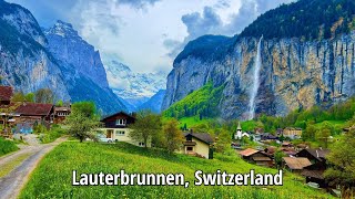 Lauterbrunnen Switzerland walking tour 4K  The most beautiful villages in the world [upl. by Durston714]