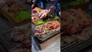 Freshly roasted whole lamb crispy on the outside and tender on the inside carne asado comida [upl. by Jueta]