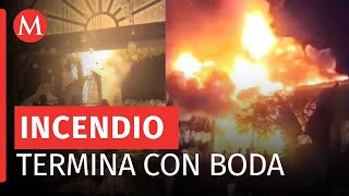 Se registra incendio en salón de fiestas durante boda [upl. by Herminia]