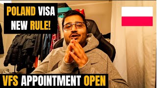 POLAND VFS NEW VISA APPOINTMENT UPDATE Poland VFS Global India Work Permit amp Study Visa Slot [upl. by Ymme]