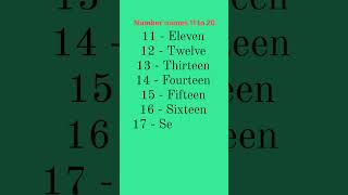 number names 11 to 20 youtubeshorts kids videoeducationtrendingviralvideofunnyentertainment [upl. by Bj]