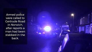 Armed police called after man stabbed in Gertrude Road in Norwich [upl. by Ailecnarf]