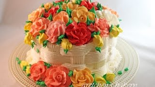 Basketweave Flower Cake for Beginners [upl. by Nylzaj]