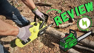 RYOBI 18V Brushless 10 in Cordless Chainsaw  Review [upl. by Yelik]