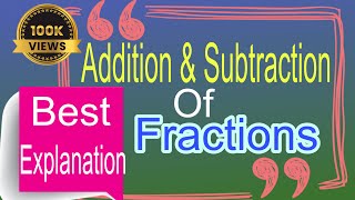 Addition and Subtraction of Fractions  Mixed Fractions  Class 5th  Class 6th [upl. by Pennie]