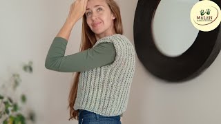 Chaleco Motitas🧶Dos agujas derecho y en 1 pieza Todos los talles Punto inglés con lazada tricot [upl. by Laira]