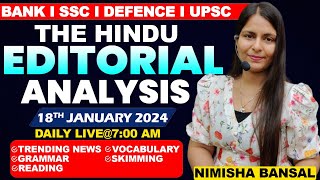 The Hindu Editorial Analysis 18th JANUARY 2024 Vocab Grammar Reading Skimming  Nimisha Bansal [upl. by Araz499]