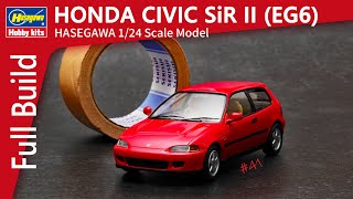 【カーモデル 】Full Build HASEGAWA HONDA CIVIC SiR II EG6  124 scale model car [upl. by Llevaj]