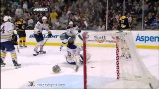 Milan Lucic hits Ryan Miller Nov 12 2011 [upl. by Areid261]