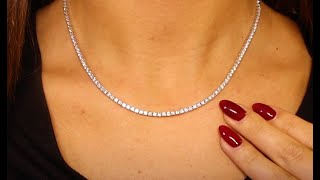 98241  T505ct  Eighty Three Round Brilliant Diamonds Tennis Necklace  18ct White Gold [upl. by Gwenn]