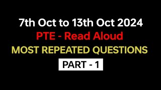 PTE Read Aloud Part1 Oct 2024  Exam Prediction  Read Aloud pte practice with answers pte [upl. by Elston]