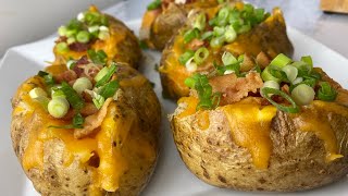 LOADED BAKED POTATO WITH BACON AND CHEESE RECIPE [upl. by Nihhi]